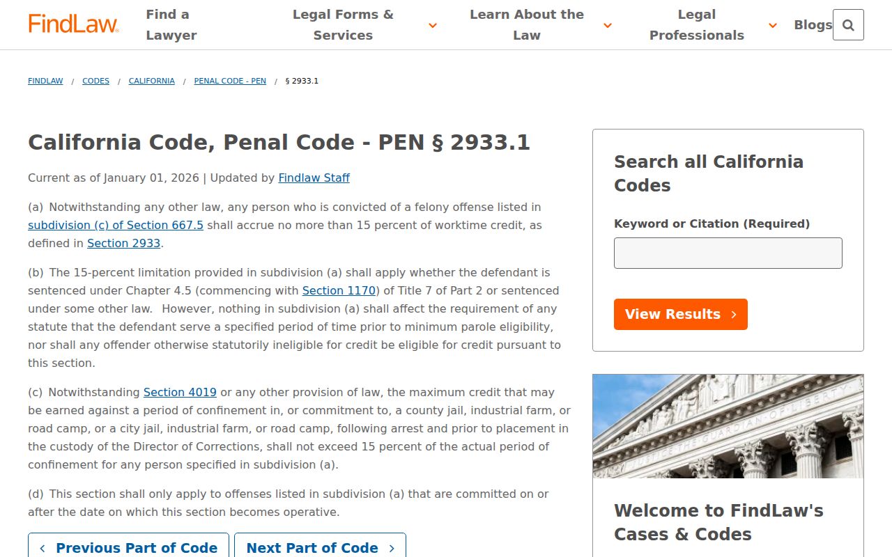 San Benito County inmate release date Penal Code credit rule