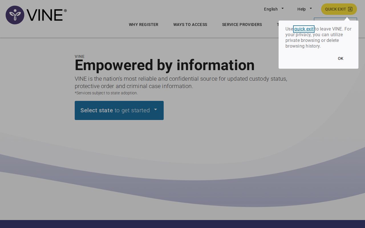 San Benito County VINELink release check landing page